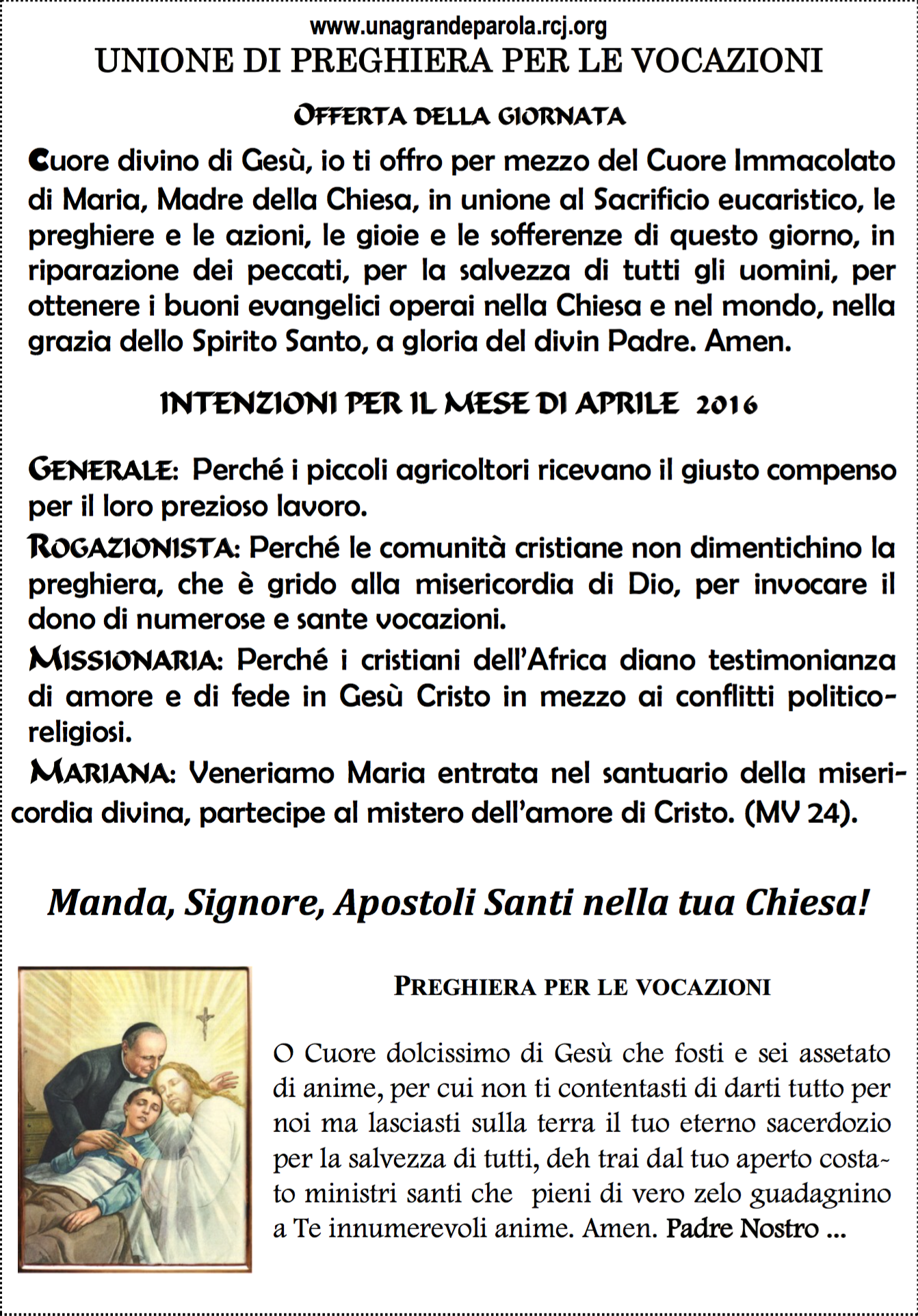 Intenzione mensile - Aprile 2016