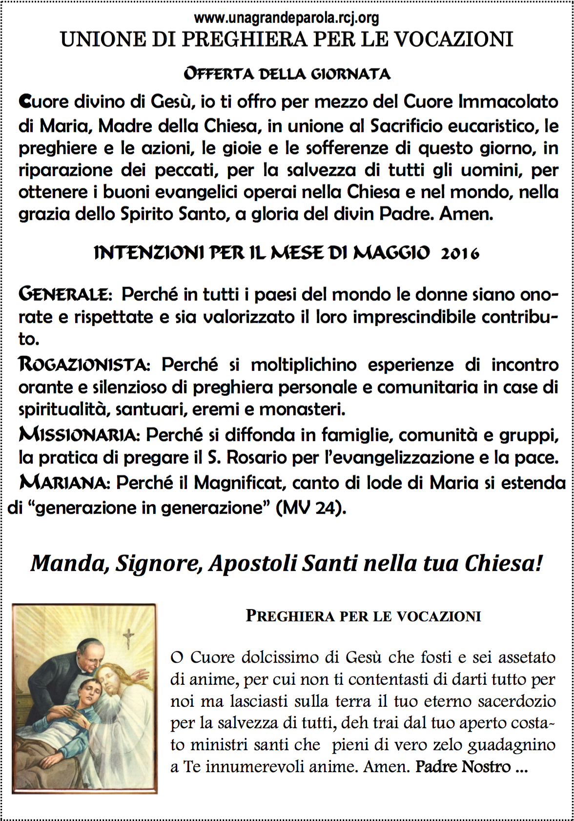 Intenzione mensile - Maggio 2016